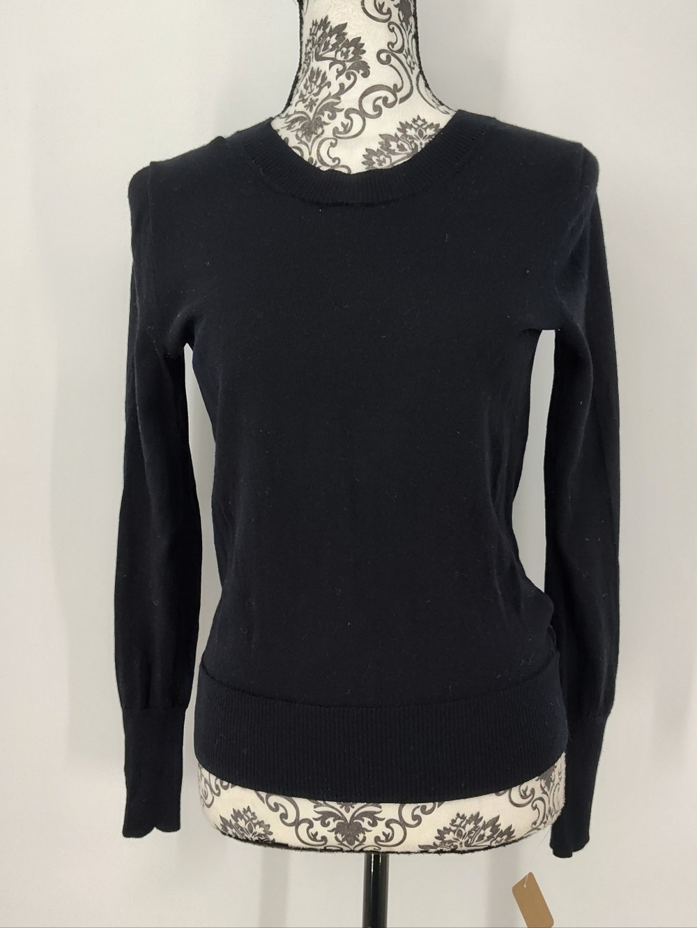 J. Crew Black Merino Wool Crewneck Wrap Back Sweater Women's Small